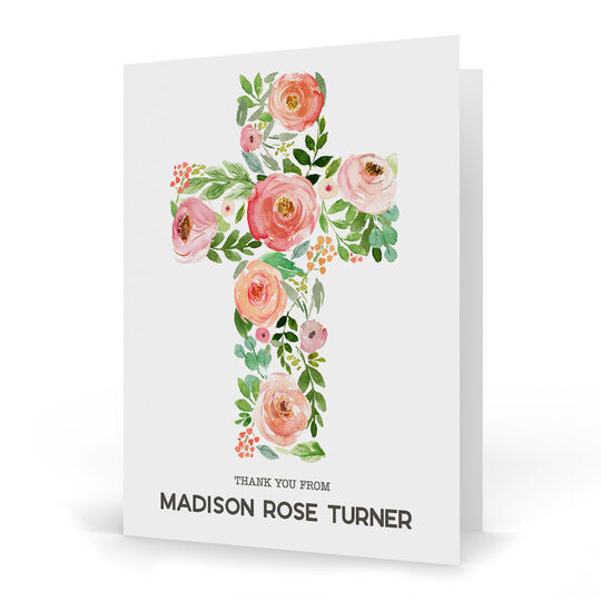 Floral Cross Vertical Folded Note Cards